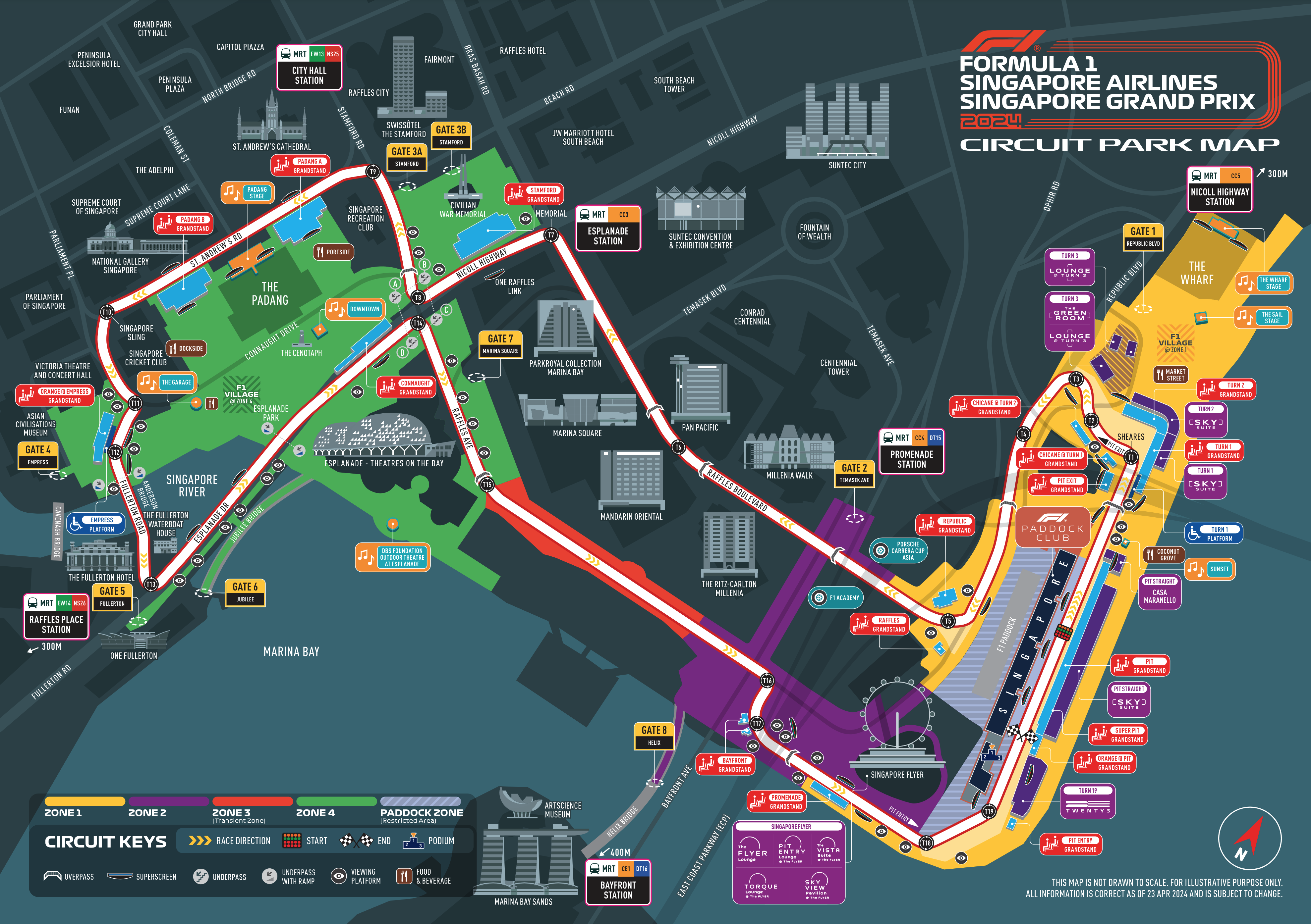 แผนผังสนาม F1 ที่สิงคโปร์ Marina Bay Street Circuit - Singapore GP