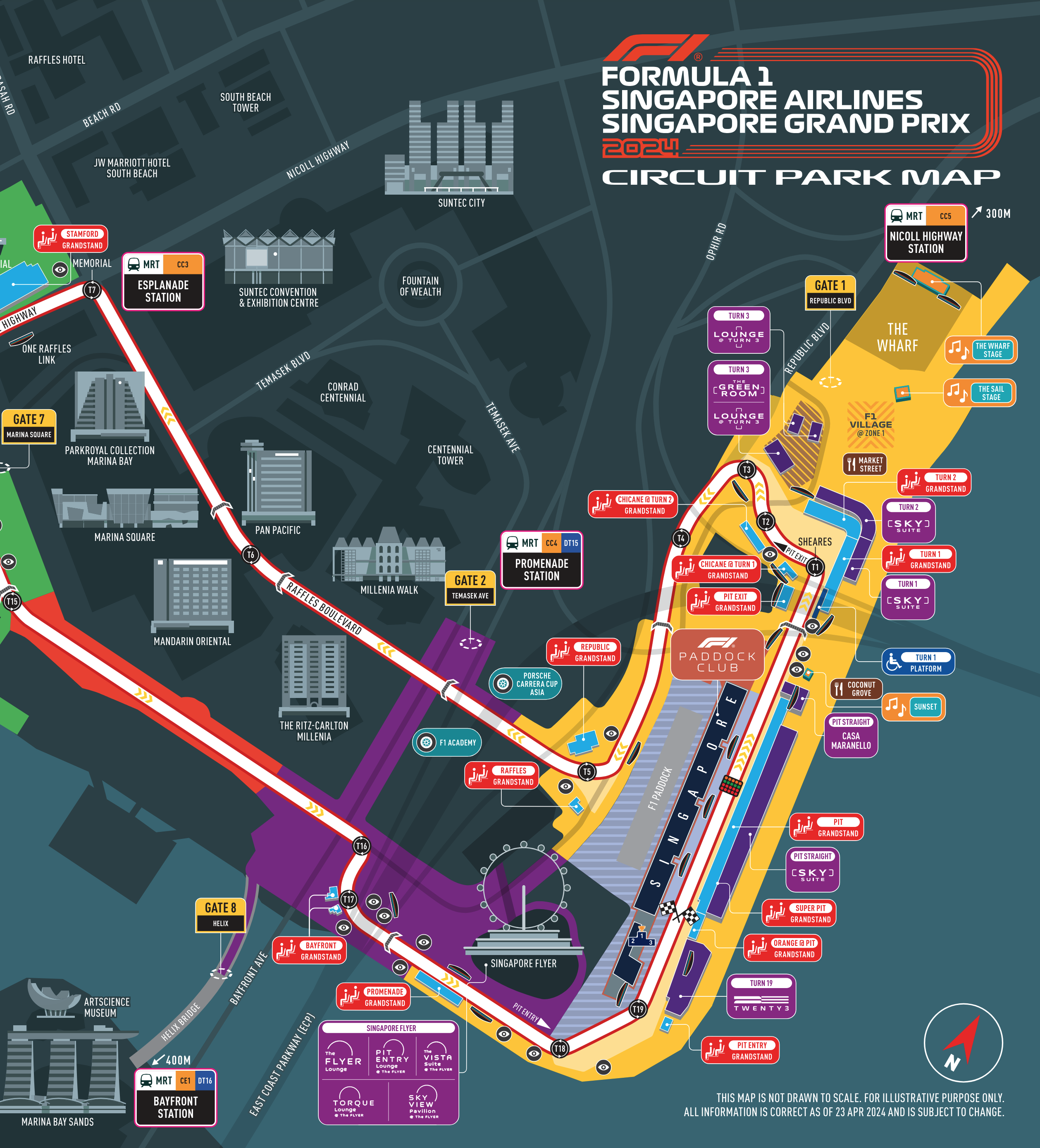 แผนผังสนาม F1 ที่สิงคโปร์ Marina Bay Street Circuit - Singapore GP