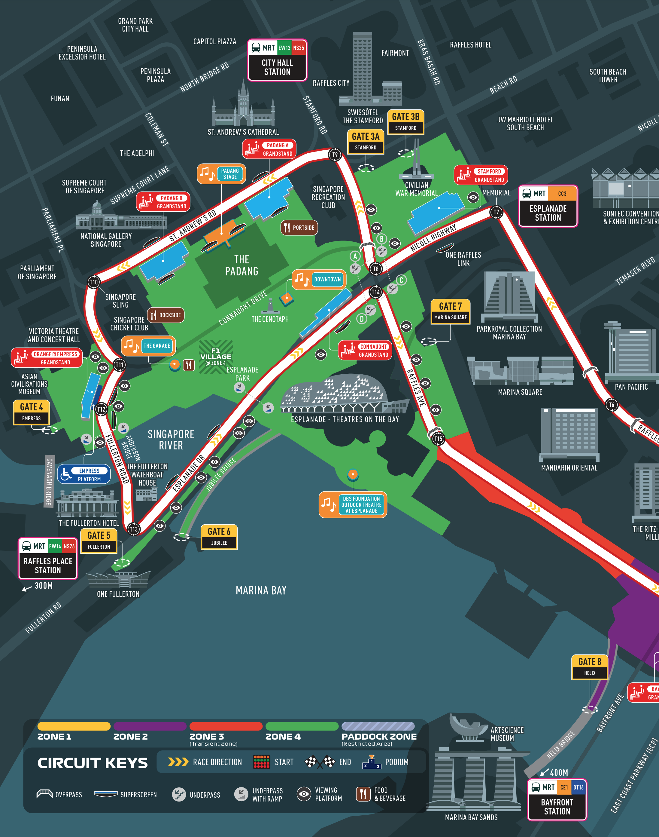 แผนผังสนาม F1 ที่สิงคโปร์ Marina Bay Street Circuit - Singapore GP