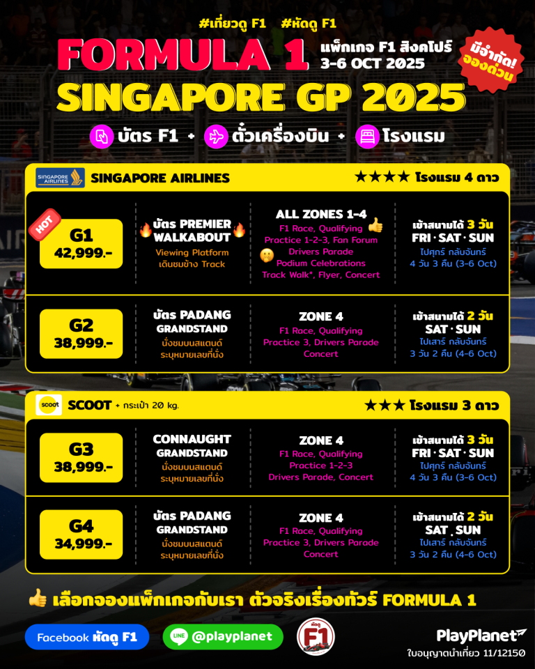 Package Tour ทัวร์ F1 สิงคโปร์ Singapore 2025