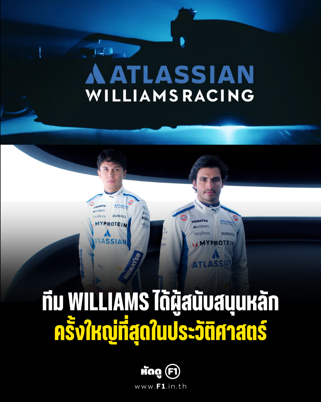 Williams ได้ Atlassian เป็น Title Partnership