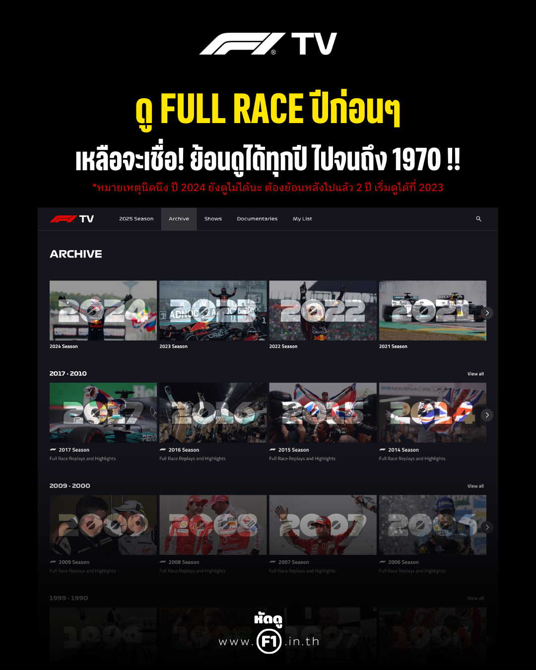 แนะนำ F1 TV ฟีเจอร์ดู Full Race Formula 1 ย้อนหลัง